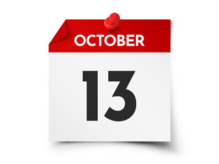 October 13 day calendar