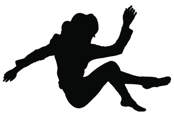 Black silhouette of a girl on a white background. Pose, lie down, rest. Tattoo, pose, lie down.
