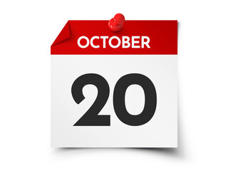 October 20 day calendar