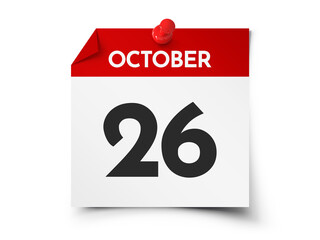 October 26 day calendar