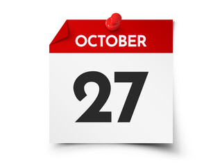 October 27 day calendar