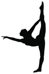 Black silhouette of girl cheerleader. Sports, cheerleading, split.