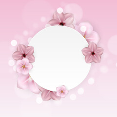 Fototapeta na wymiar Realistic beautiful 3d sprind and summer pink flower background. Vector Illustration EPS10