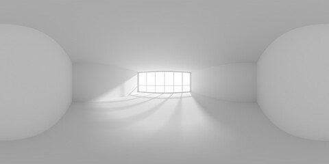 Empty white office room with sunlight from large window HDRI environment map