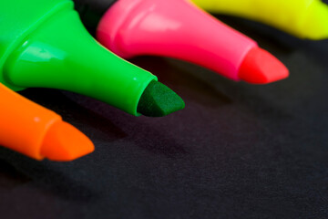 multi-colored markers , close-up