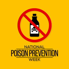Vector illustration on the theme of Poison Prevention month observed each year during third full week of March. The goal is to raise awareness of the risk of being poisoned by household products.