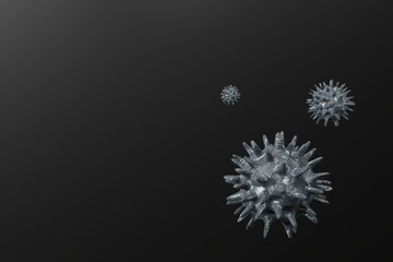 3D rendering of the Coronavirus. Medical concept of outbreak of life-threatening Covid-19 virus.