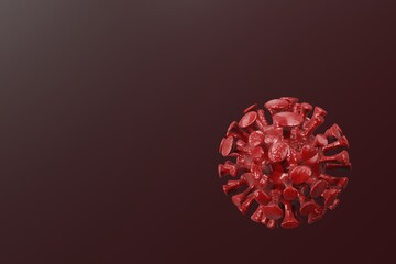 3D rendering of the Coronavirus. Medical concept of outbreak of life-threatening Covid-19 virus.