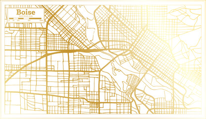 Boise USA City Map in Retro Style in Golden Color. Outline Map.