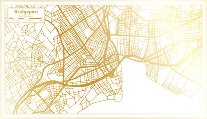 Bridgeport USA City Map in Retro Style in Golden Color. Outline Map.