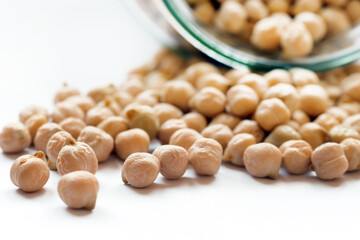 uncooked dried  chickpeas close up, traditional eastern and turkish food