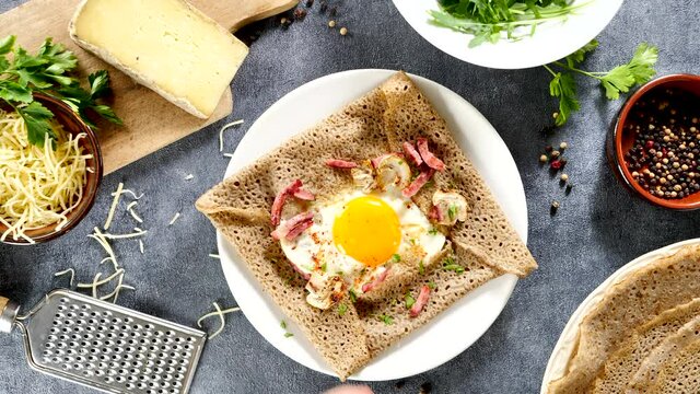 buckweat crepe or galette with egg and cheese