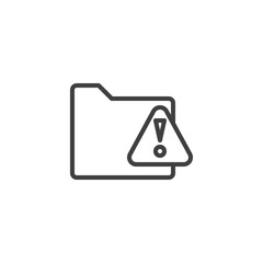 Document folder alert, notification line icon. linear style sign for mobile concept and web design. File folder and exclamation mark outline vector icon. Symbol, logo illustration. Vector graphics