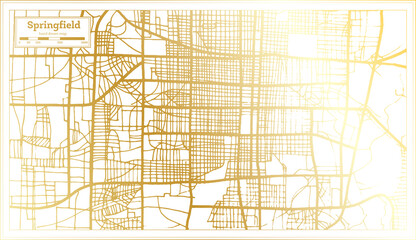 Springfield USA City Map in Retro Style in Golden Color. Outline Map.