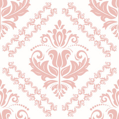 Classic seamless pink pattern. Damask orient ornament. Classic vintage background. Orient ornament for fabric, wallpaper and packaging