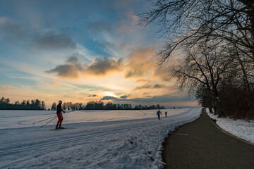 Fantastic snowy winter landscape near Heiligenberg on Lake Constance