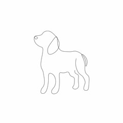Dog puppy animal line drawing, vector illustration