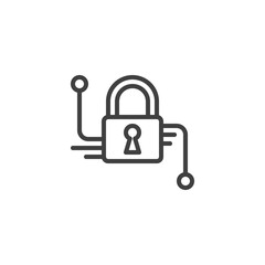 Cyber protection line icon. linear style sign for mobile concept and web design. Security lock outline vector icon. Symbol, logo illustration. Vector graphics