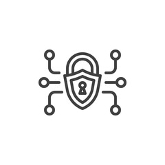 Cyber security padlock line icon. linear style sign for mobile concept and web design. Private network connection outline vector icon. Symbol, logo illustration. Vector graphics