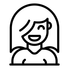 Smiling student girl icon. Outline smiling student girl vector icon for web design isolated on white background