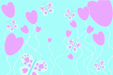 Cute flowers-balloons hearts and butterflies 
