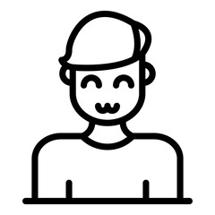 Mood man smile icon. Outline mood man smile vector icon for web design isolated on white background