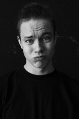 Black and white emotional portraits of man