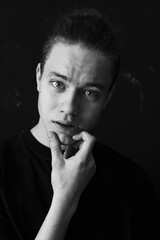 Black and white emotional portraits of man