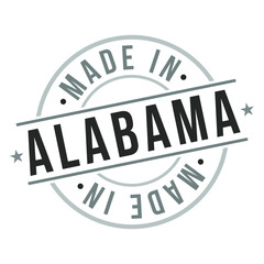 Made in Alabama Stamp Logo Icon Symbol Design. Vector Badge national Product Seal.