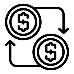 Business collaboration money exchange icon. Outline business collaboration money exchange vector icon for web design isolated on white background