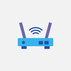 wifi router port. ethernet device flat style icon vector illustration
