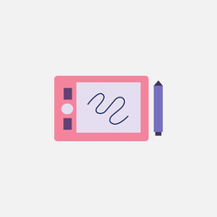 Fototapeta na wymiar pen tablet and stylus tools gadget flat style icon vector illustration