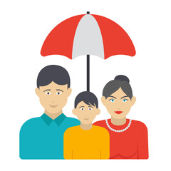 Family Life Insurance Concept, Group Policy Vector Color Icon Design, Financial loss Protection Symbol on white background, Risk management Sign,