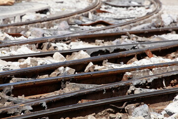 Straßenbahnschienen, Erneuerung, Gleisbauarbeiten, Baustelle, Deutschland, Europa