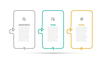 Vector infographic template design with thin line and icons. Business concept with 3 options, steps, parts.