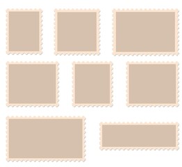 Blank postage stamps frames vector illustration.