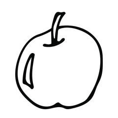 A single vector element with a hand drawn apple doodle. Illustrations for fruit packaging, juices, jams, cooking recipes, kitchen design.