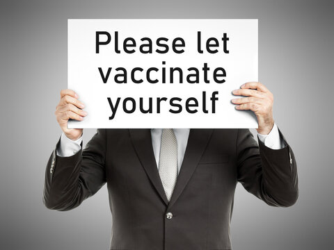 business man message Please let vaccinate yourself