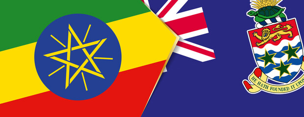 Ethiopia and Cayman Islands flags, two vector flags.