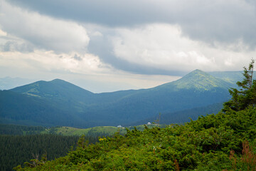 Fototapeta premium Beautiful mountain scenery. Summer day in the mountains. Ukrainian Carpathians