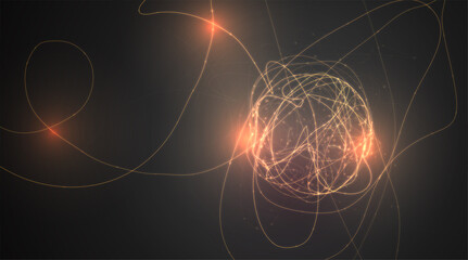 vector abstract sphere from glowing thread on black background