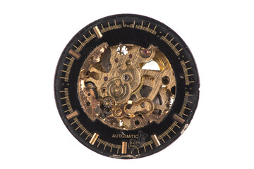 broken dial, gears, watch parts and wristwatch mechanism