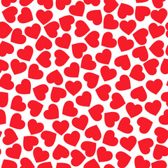 Seamless pattern with hearts. Endless romantic background for Valentine's Day. Symbols of love, relationships and romance for the holiday on February 14. Isolated.