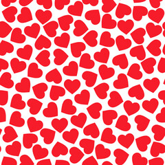 Seamless pattern with hearts. Endless romantic background for Valentine's Day. Symbols of love, relationships and romance for the holiday on February 14. Isolated.