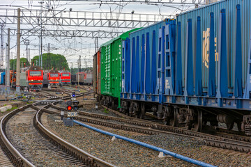 Railway equipment on the access roads of Taiga station