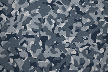 Blue, black, white, military camouflage pattern background. Army uniform camouflage texture illustration