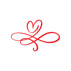 Heart love logo with Infinity sign. Design flourish divider element for valentine card. Vector illustration. Romantic symbol wedding. Template for t shirt, banner, poster