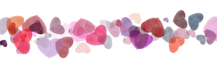 Colorful hearts isolated on white .Valentine's day background.