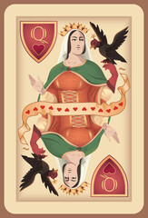 Classic playing card queen hearts.