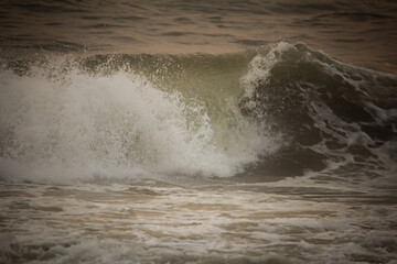 Scenic view of the waves of the Bay of Bengal along Marina Beach, Chennai, India